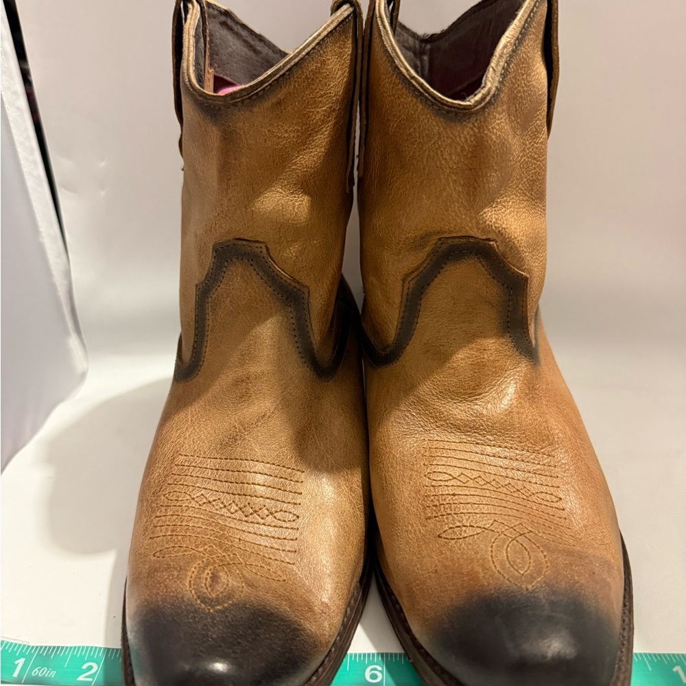 Vintage Roper Tan & Black Leather Boots sz 11 - Picture 2 of 9